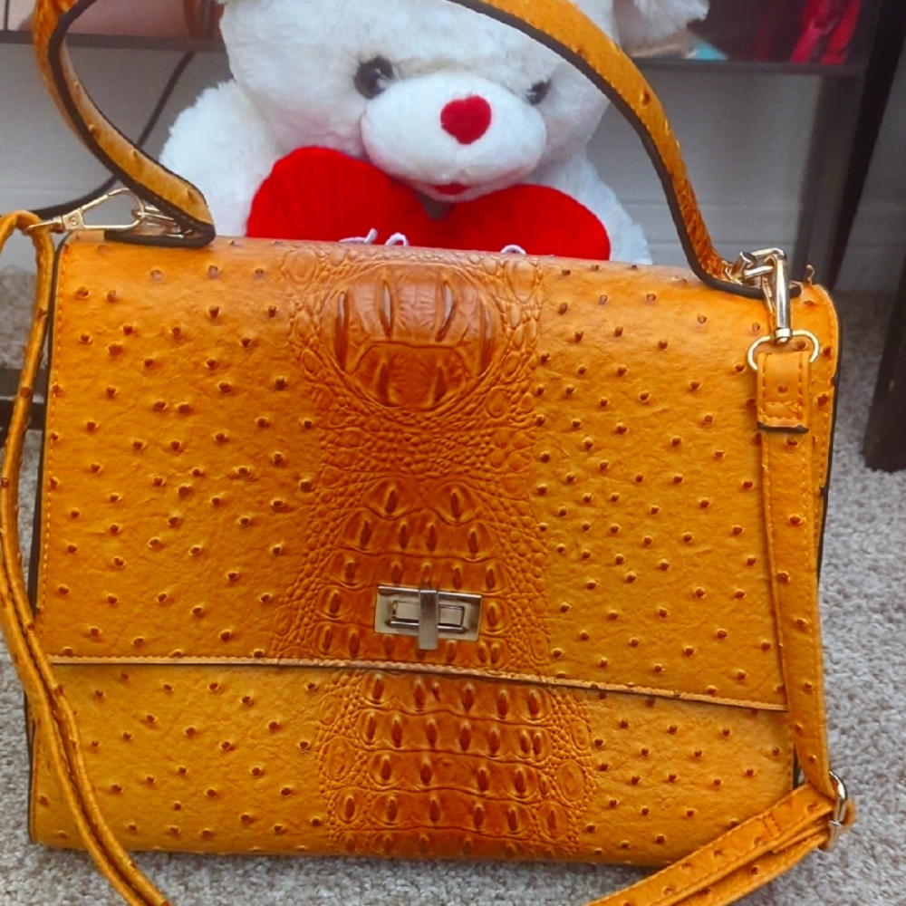 Elegant Orange Leather Handbag